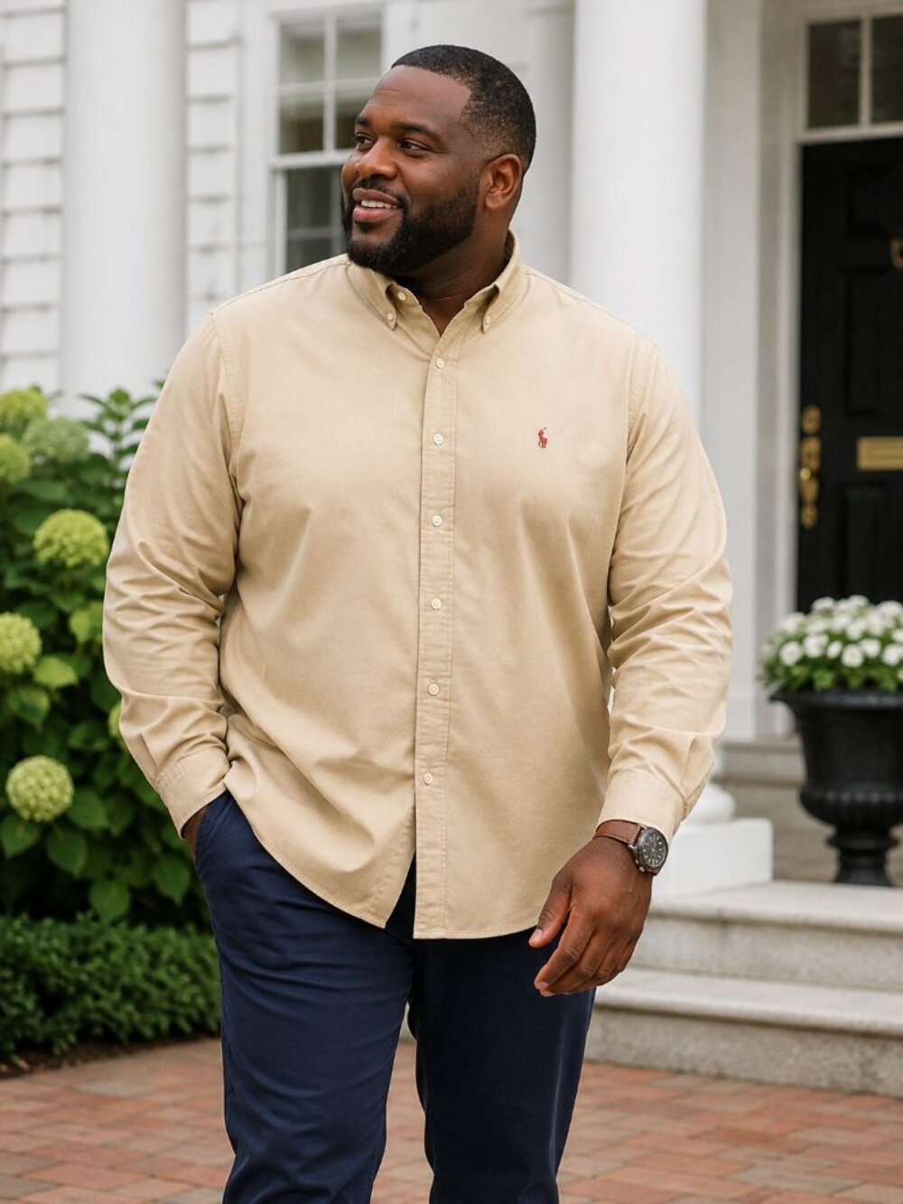 Polo Ralph Lauren Beige Button Down Shirt Men 2XL Old Money Preppy Quiet Luxury